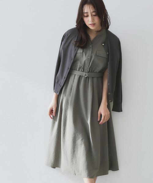 index（インデックス）の「《7色展開/XS-LLサイズ》ダブルポケットスキッパーシャツワンピース【吸水速乾/防シワ/イージーアイロン/抗ピル/洗濯機洗い可】（ワンピース・レディース・チャコール/ベージュ系その他7/ダークブラウン/カーキ/ネイビー/ライトブルー/ボルドー・34/42/38/36/40）」の21枚目の写真