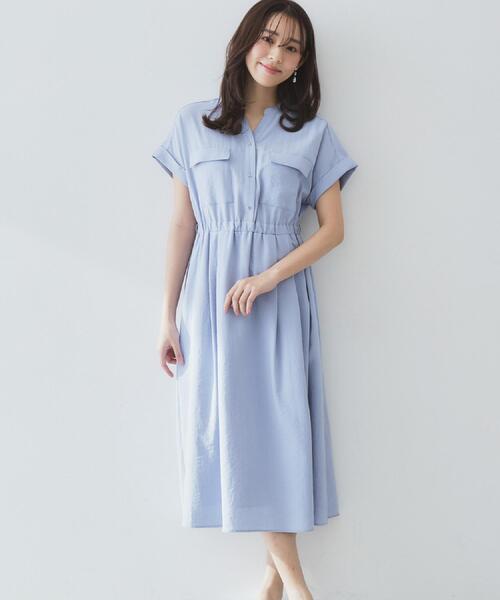 美品✨ボールジィ プレーンダブルフェイス スキッパーカラーワンピース マキシ丈 7色展開/XS-LLサイズ》ダブルポケットスキッパーシャツ