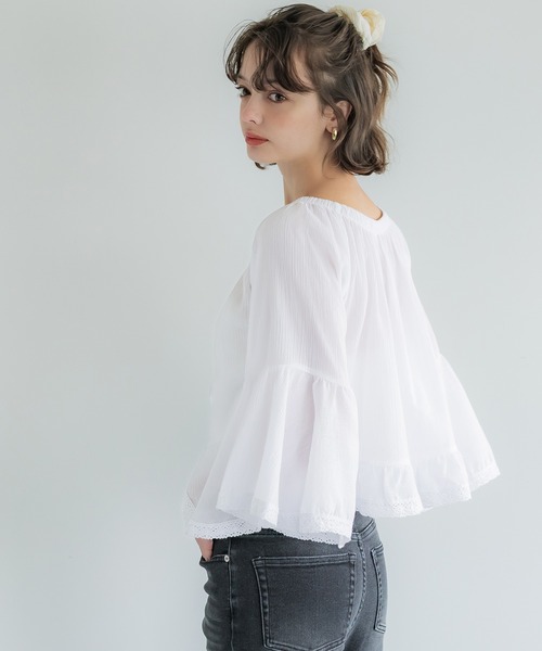 coca(coca)(コカ)の「レースクロップドブラウス(シャツ/ブラウス・レディース・ホワイト/ブラック・L/M)」の7枚目の写真