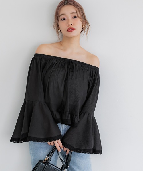 ブラウス シャツ 「ZOZOTOWN限定」2WAYレースアップシャツ / クロップ丈 ポコポコ ブラウス レディース ZOZOTOWN限定】2WAYレースアップシャツ / クロップ丈 ポコポコ