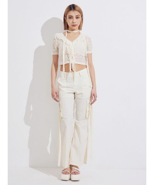 EVRIS（エヴリス）の「カーゴポケットフレアカラーパンツ（カーゴパンツ・レディース・ホワイト/ブルー/ブラック・MEDIUM/SMALL）」の11枚目の写真