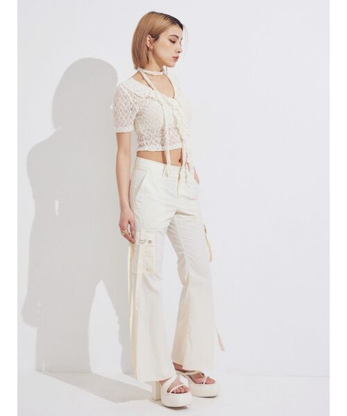 EVRIS（エヴリス）の「カーゴポケットフレアカラーパンツ（カーゴパンツ・レディース・ホワイト/ブルー/ブラック・MEDIUM/SMALL）」の10枚目の写真