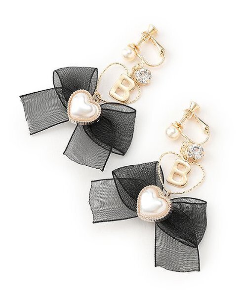 by LOVEiT（バイラビット）の「ハートリボンイヤリング（イヤリング・キッズ・グレー/エメラルド/ブラック・F）」の2枚目の写真