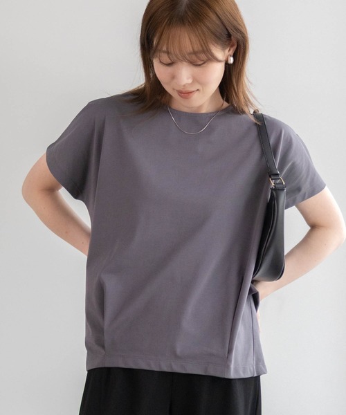 NAVY(ネイビー)の「NAVY SARARI 裾切替プルオーバー(Tシャツ/カットソー・レディース・チャコールグレー/グレイッシュベージュ/サックスブルー・L/M)」の5枚目の写真