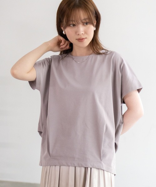NAVY(ネイビー)の「NAVY SARARI 裾切替プルオーバー(Tシャツ/カットソー・レディース・チャコールグレー/グレイッシュベージュ/サックスブルー・L/M)」の8枚目の写真