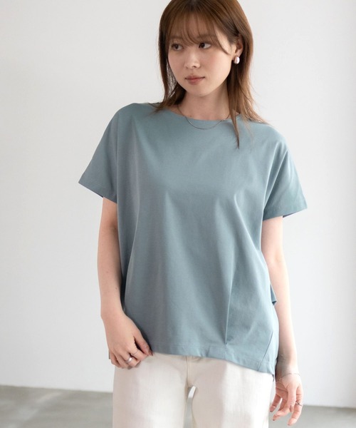 NAVY(ネイビー)の「NAVY SARARI 裾切替プルオーバー(Tシャツ/カットソー・レディース・チャコールグレー/グレイッシュベージュ/サックスブルー・L/M)」の13枚目の写真