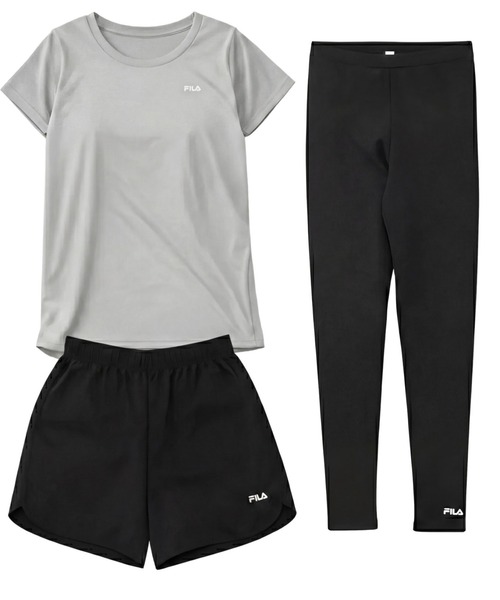 FILA（フィラ）の「マルチウェイ セットアップ 3点セット (ラッシュガード / フィットネスフェア)（ラッシュガード・レディース・ホワイト/ブラック/グレー・SMALL/MEDIUM/LARGE/X-LARGE/XX-LARGE/XXX-LARGE/XXXX-LARGE/XXXXX-LARGE）」の3枚目の写真