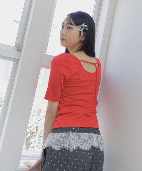 3.3 Field Trip (3.3フィールドトリップ)の「3.3 Field Trip/2WAYネックポイントCS(Tシャツ/カットソー・レディース・レッド/ブラック/オフホワイト・FREE)」の7枚目の写真