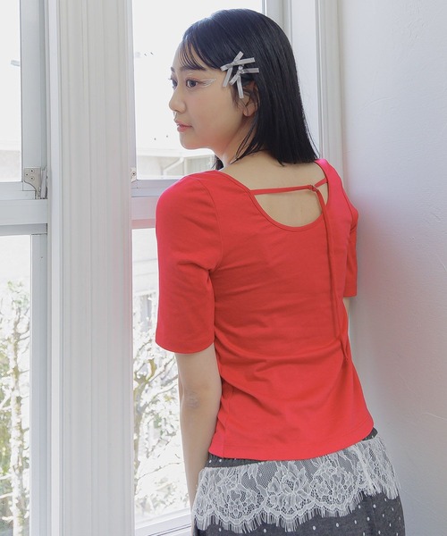 3.3 Field Trip (3.3フィールドトリップ)の「3.3 Field Trip/2WAYネックポイントCS(Tシャツ/カットソー・レディース・レッド/ブラック/オフホワイト・FREE)」の8枚目の写真