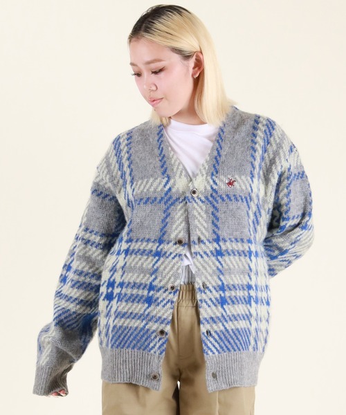ムラサキスポーツ(ムラサキスポーツ)の「BEVERY HILLS P.C/ビバリーヒルズポロクラブ ニットカーディガン セーター チェック柄 5487-6751(ニット/セーター・レディース・ピンク系/ブラウン系/グレー系/アイボリー系・M)」の2枚目の写真