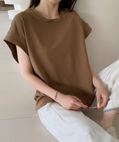 LOWO(ロワ)の「綿混フレアスリーブカットソー(Tシャツ/カットソー・レディース・モカ/ベージュ/ホワイト/グレー/ブラック・FREE)」の5枚目の写真