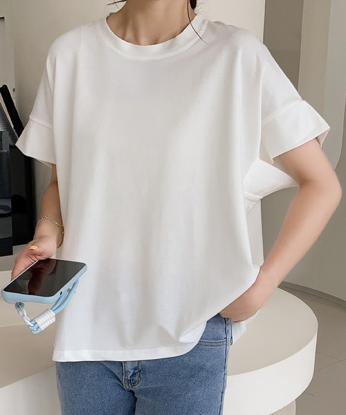 LOWO(ロワ)の「綿混フレアスリーブカットソー(Tシャツ/カットソー・レディース・モカ/ベージュ/ホワイト/グレー/ブラック・FREE)」の16枚目の写真