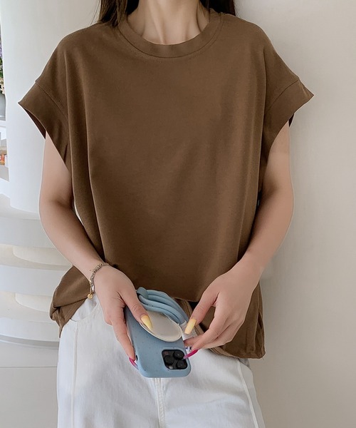 LOWO(ロワ)の「綿混フレアスリーブカットソー(Tシャツ/カットソー・レディース・モカ/ベージュ/ホワイト/グレー/ブラック・FREE)」の14枚目の写真
