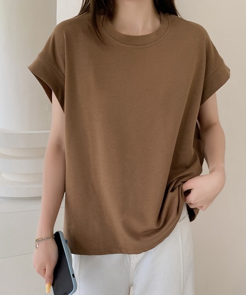 LOWO(ロワ)の「綿混フレアスリーブカットソー(Tシャツ/カットソー・レディース・モカ/ベージュ/ホワイト/グレー/ブラック・FREE)」の13枚目の写真