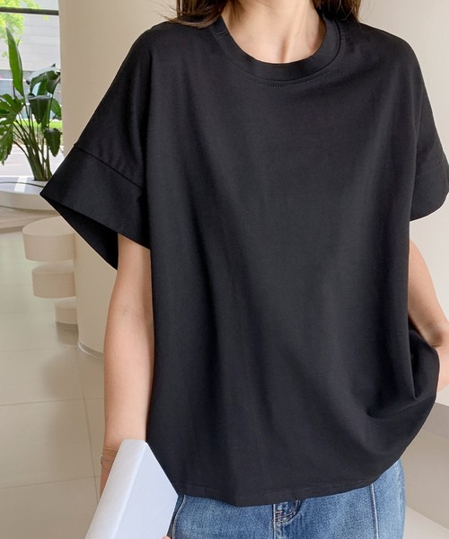 LOWO(ロワ)の「綿混フレアスリーブカットソー(Tシャツ/カットソー・レディース・モカ/ベージュ/ホワイト/グレー/ブラック・FREE)」の12枚目の写真