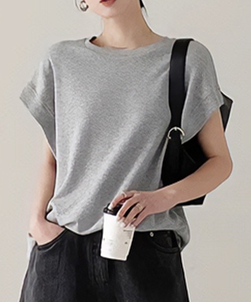 LOWO(ロワ)の「綿混フレアスリーブカットソー(Tシャツ/カットソー・レディース・モカ/ベージュ/ホワイト/グレー/ブラック・FREE)」の9枚目の写真