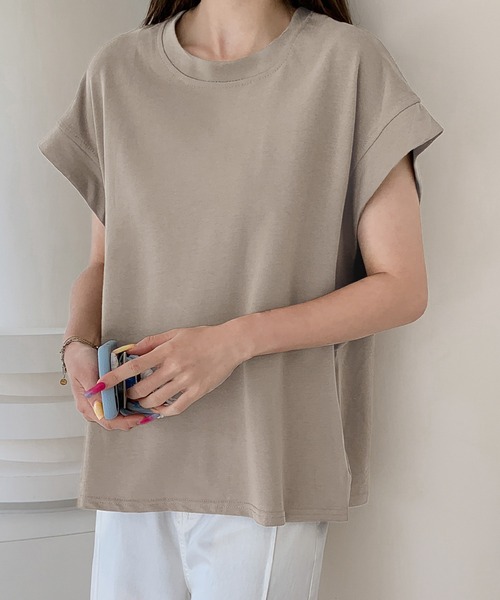 LOWO(ロワ)の「綿混フレアスリーブカットソー(Tシャツ/カットソー・レディース・モカ/ベージュ/ホワイト/グレー/ブラック・FREE)」の7枚目の写真