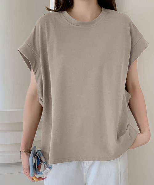 LOWO(ロワ)の「綿混フレアスリーブカットソー(Tシャツ/カットソー・レディース・モカ/ベージュ/ホワイト/グレー/ブラック・FREE)」の6枚目の写真