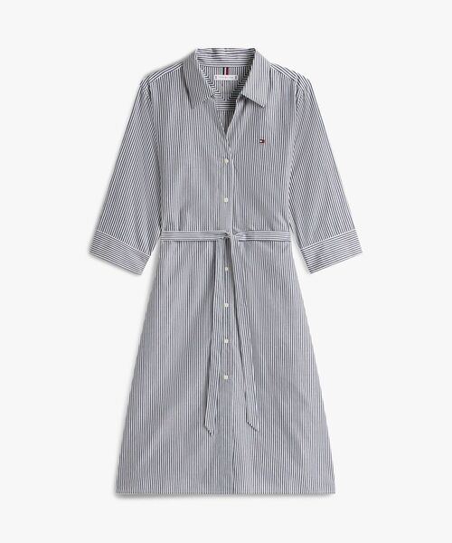 TOMMY HILFIGER(トミーヒルフィガー)の「コットン3/4スリーブシャツワンピース(ワンピース・レディース・ネイビー/ネイビー系・34inch/36inch/38inch)」の11枚目の写真
