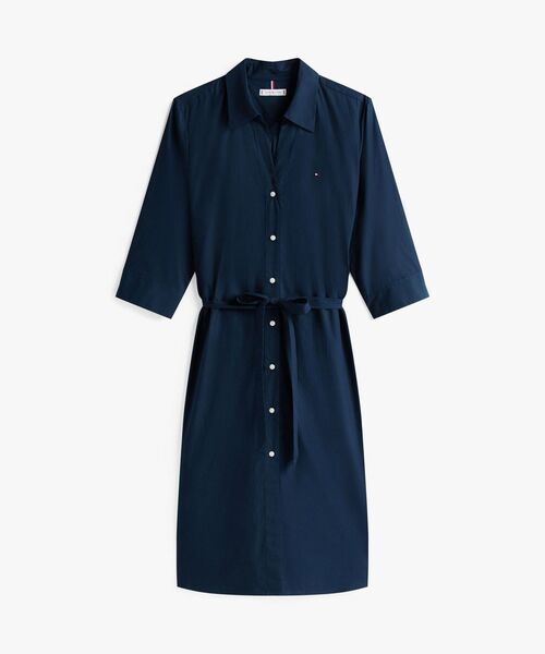TOMMY HILFIGER(トミーヒルフィガー)の「コットン3/4スリーブシャツワンピース(ワンピース・レディース・ネイビー/ネイビー系・34inch/36inch/38inch)」の12枚目の写真