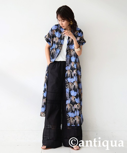 antiqua 花柄 シャツワンピース antiqua シャツワンピース 花柄シャツワンピース : ZOZOTOWN