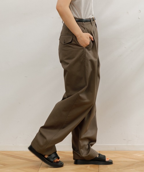 パンツ upper hights 2TUCK WIDE CHINO PT WOMEN】upper hights 2TUCK WIDE CHINO PT（チノパンツ