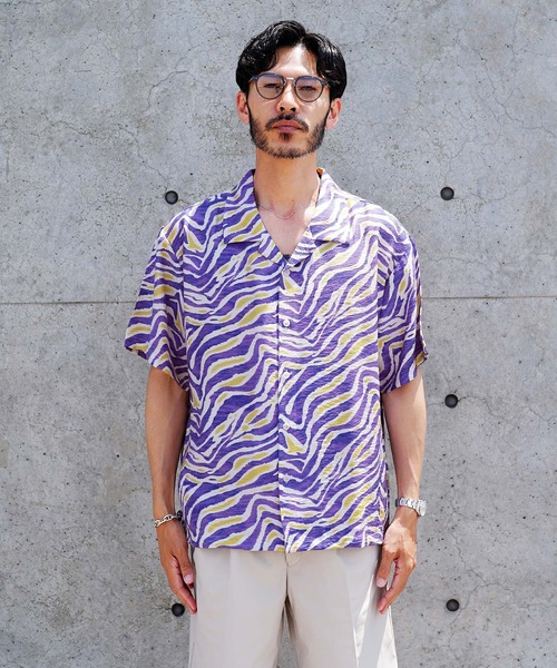 jiggys shop(ジギーズショップ)の「ウェーブライン 半袖 オープンカラーシャツ(シャツ/ブラウス・メンズ・ブラウン/パープル・X-LARGE/LARGE/MEDIUM)」の12枚目の写真