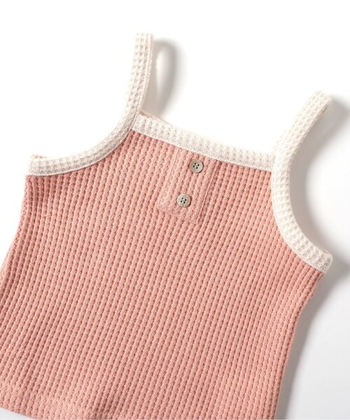BREEZE（ブリーズ）の「【セットアップ可/ジュニア対応】ワッフルキャミ（キャミソール・キッズ・ミント/グレー/サーモンピンク・80/90/100/110/120/130/140）」の14枚目の写真