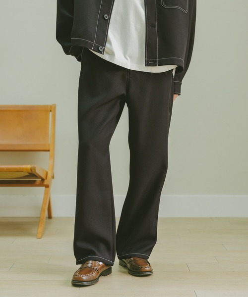 RAGEBLUE(レイジブルー)の「配色ステッチ/ワイドワークパンツ【セットアップ対応】(スラックス・メンズ・ブラウン/グレー/ブラック・SMALL/MEDIUM/LARGE)」の7枚目の写真