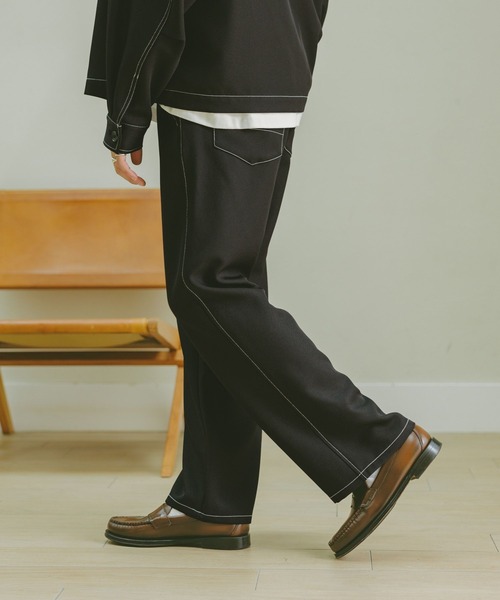 RAGEBLUE(レイジブルー)の「配色ステッチ/ワイドワークパンツ【セットアップ対応】(スラックス・メンズ・ブラウン/グレー/ブラック・SMALL/MEDIUM/LARGE)」の8枚目の写真