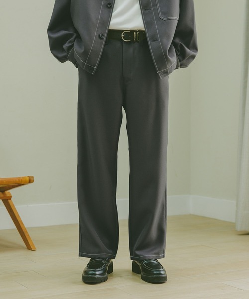 RAGEBLUE(レイジブルー)の「配色ステッチ/ワイドワークパンツ【セットアップ対応】(スラックス・メンズ・ブラウン/グレー/ブラック・SMALL/MEDIUM/LARGE)」の11枚目の写真