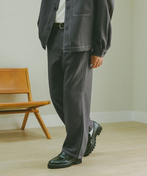 RAGEBLUE(レイジブルー)の「配色ステッチ/ワイドワークパンツ【セットアップ対応】(スラックス・メンズ・ブラウン/グレー/ブラック・SMALL/MEDIUM/LARGE)」の13枚目の写真