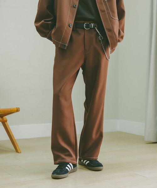 RAGEBLUE(レイジブルー)の「配色ステッチ/ワイドワークパンツ【セットアップ対応】(スラックス・メンズ・ブラウン/グレー/ブラック・SMALL/MEDIUM/LARGE)」の17枚目の写真