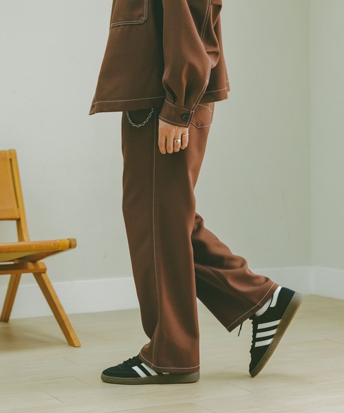 RAGEBLUE(レイジブルー)の「配色ステッチ/ワイドワークパンツ【セットアップ対応】(スラックス・メンズ・ブラウン/グレー/ブラック・SMALL/MEDIUM/LARGE)」の19枚目の写真