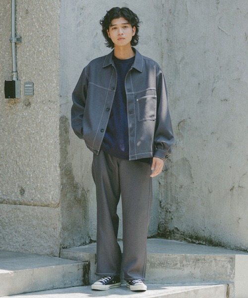 RAGEBLUE(レイジブルー)の「配色ステッチ/ワイドワークパンツ【セットアップ対応】(スラックス・メンズ・ブラウン/グレー/ブラック・SMALL/MEDIUM/LARGE)」の22枚目の写真