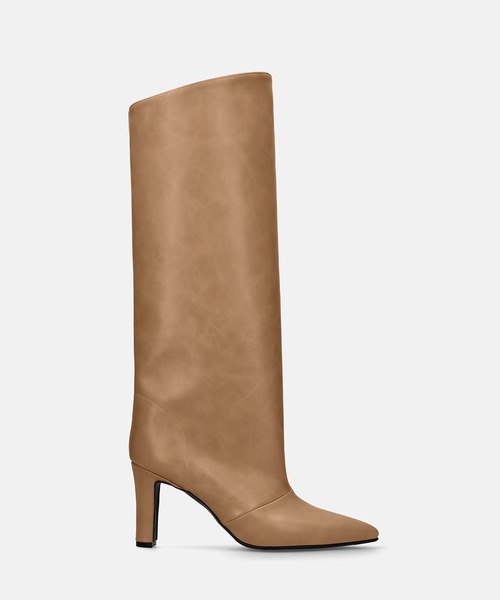 セール】ポインテッドトゥ ワイドシャフト ロングブーツ (8.0cmヒール