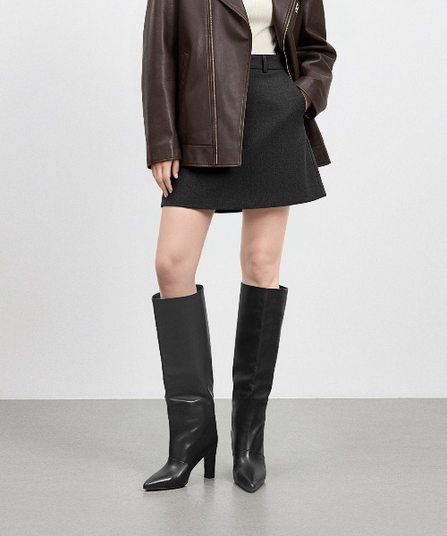 mamian ワイドシャフトポインテッドトゥロングブーツ mamian｜ワイドシャフトポインテッドトゥロングブーツ | Rakuten