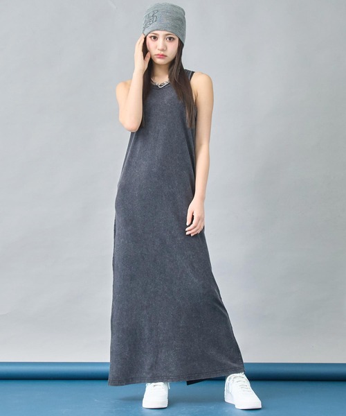 ANAP（アナップ）の「ケミカルウォッシュ タンク ロングワンピース（ワンピース・レディース・ブラウン/ライトグレー/ブラック系その他・FREE）」の4枚目の写真