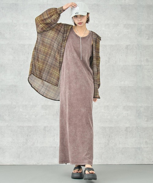 ANAP（アナップ）の「ケミカルウォッシュ タンク ロングワンピース（ワンピース・レディース・ブラウン/ライトグレー/ブラック系その他・FREE）」の12枚目の写真