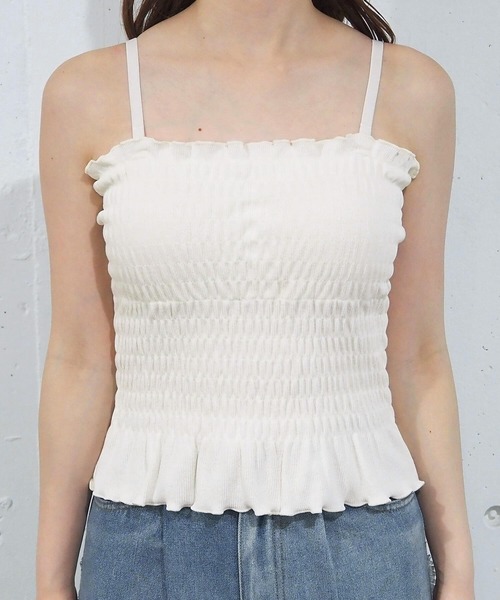 tiptop(ティップトップ)の「カップ付シャーリングキャミソール(キャミソール・レディース・ブラック/レッド/アイボリー・FREE)」の10枚目の写真