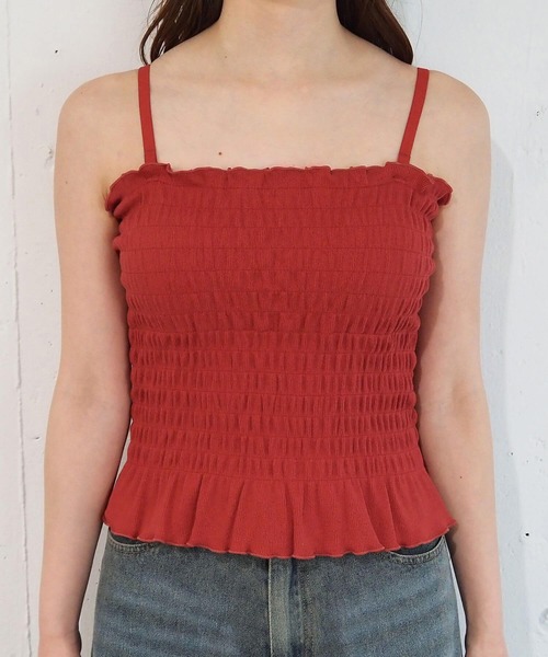 tiptop(ティップトップ)の「カップ付シャーリングキャミソール(キャミソール・レディース・ブラック/レッド/アイボリー・FREE)」の21枚目の写真