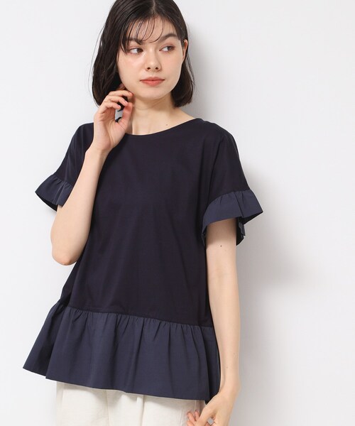 Dessin(デッサン)の「◆【洗える】ラッフルドッキングカットソー(Tシャツ/カットソー・レディース・ネイビー/ホワイト系/オリーブ・02/03/01)」の3枚目の写真