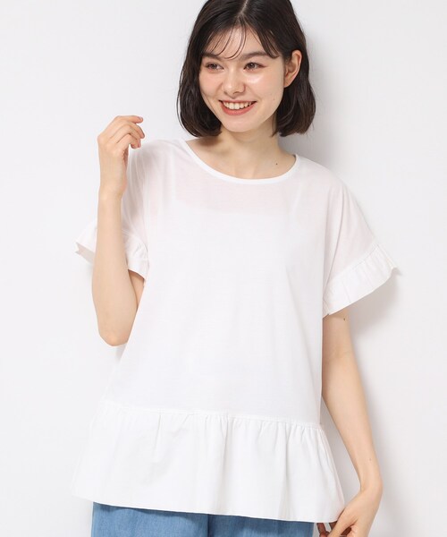 Dessin(デッサン)の「◆【洗える】ラッフルドッキングカットソー(Tシャツ/カットソー・レディース・ネイビー/ホワイト系/オリーブ・02/03/01)」の4枚目の写真