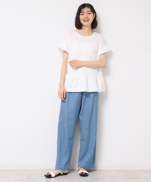 Dessin(デッサン)の「◆【洗える】ラッフルドッキングカットソー(Tシャツ/カットソー・レディース・ネイビー/ホワイト系/オリーブ・02/03/01)」の6枚目の写真