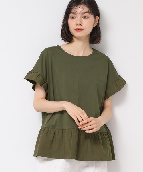 Dessin(デッサン)の「◆【洗える】ラッフルドッキングカットソー(Tシャツ/カットソー・レディース・ネイビー/ホワイト系/オリーブ・02/03/01)」の9枚目の写真