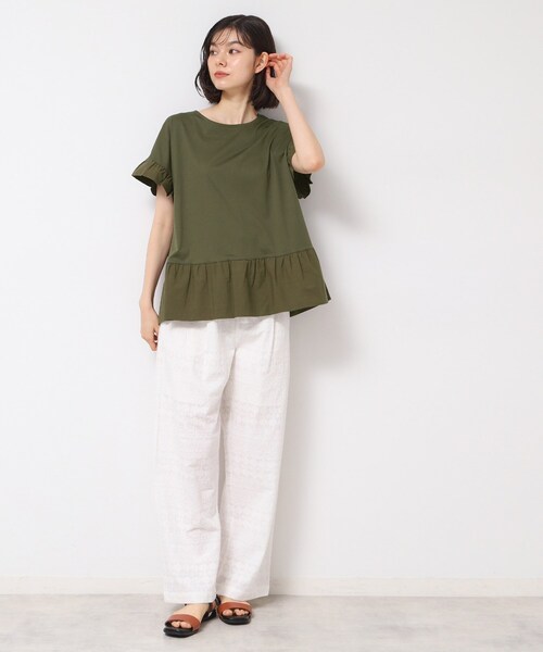 Dessin(デッサン)の「◆【洗える】ラッフルドッキングカットソー(Tシャツ/カットソー・レディース・ネイビー/ホワイト系/オリーブ・02/03/01)」の10枚目の写真
