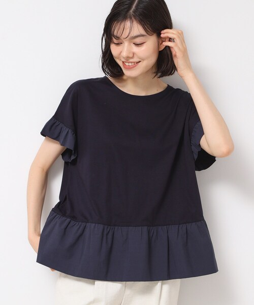 Dessin(デッサン)の「◆【洗える】ラッフルドッキングカットソー(Tシャツ/カットソー・レディース・ネイビー/ホワイト系/オリーブ・02/03/01)」の12枚目の写真