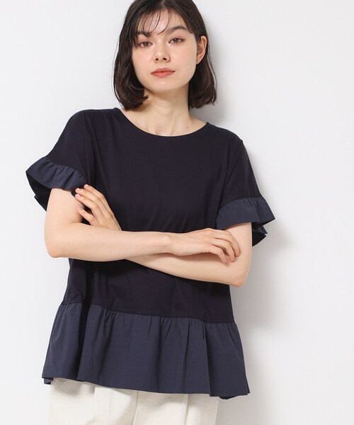 Dessin(デッサン)の「◆【洗える】ラッフルドッキングカットソー(Tシャツ/カットソー・レディース・ネイビー/ホワイト系/オリーブ・02/03/01)」の13枚目の写真