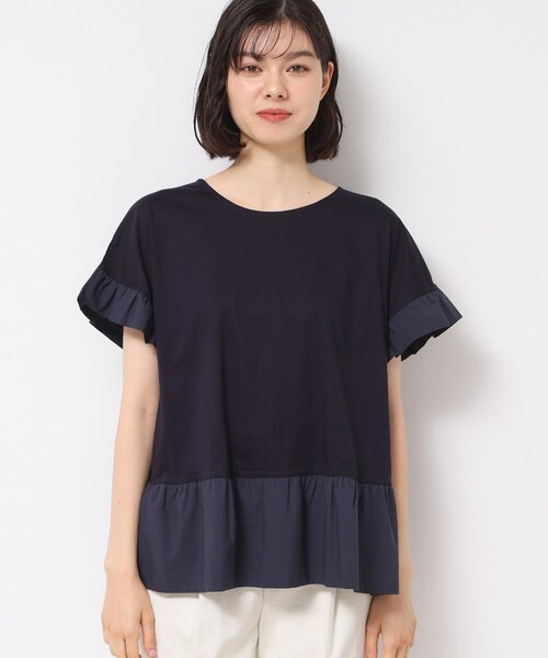 Dessin(デッサン)の「◆【洗える】ラッフルドッキングカットソー(Tシャツ/カットソー・レディース・ネイビー/ホワイト系/オリーブ・02/03/01)」の16枚目の写真