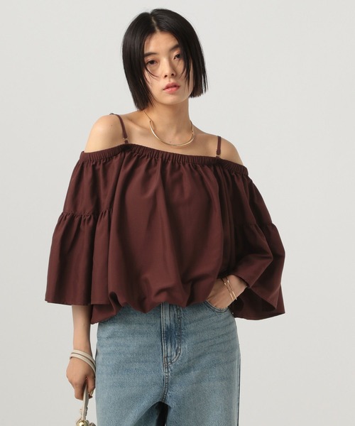BAYFLOW(ベイフロー)の「オフショルダーブラウス(シャツ/ブラウス・レディース・ブラウン/オフホワイト/ベージュ・FREE)」の3枚目の写真